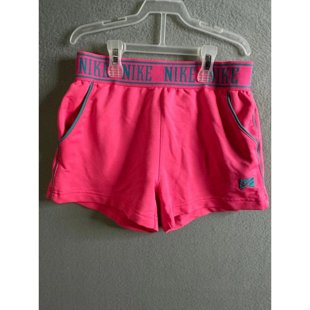 Nike Athletic Shorts Girls Medium Hot Pink Teal Trim Activewear Running‎ Shorts
